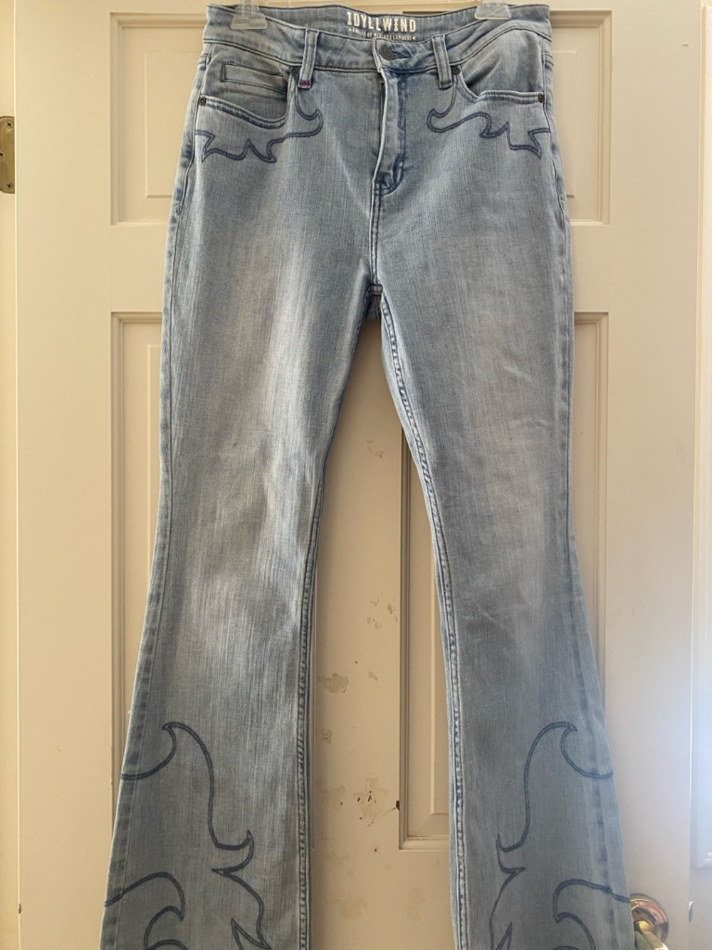 Idyllwind Light Blue Embroidered Flare Jeans